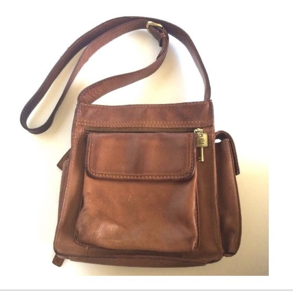Fossil 1954 Classic Brown Leather Messenger Purse - Picture 9 of 11